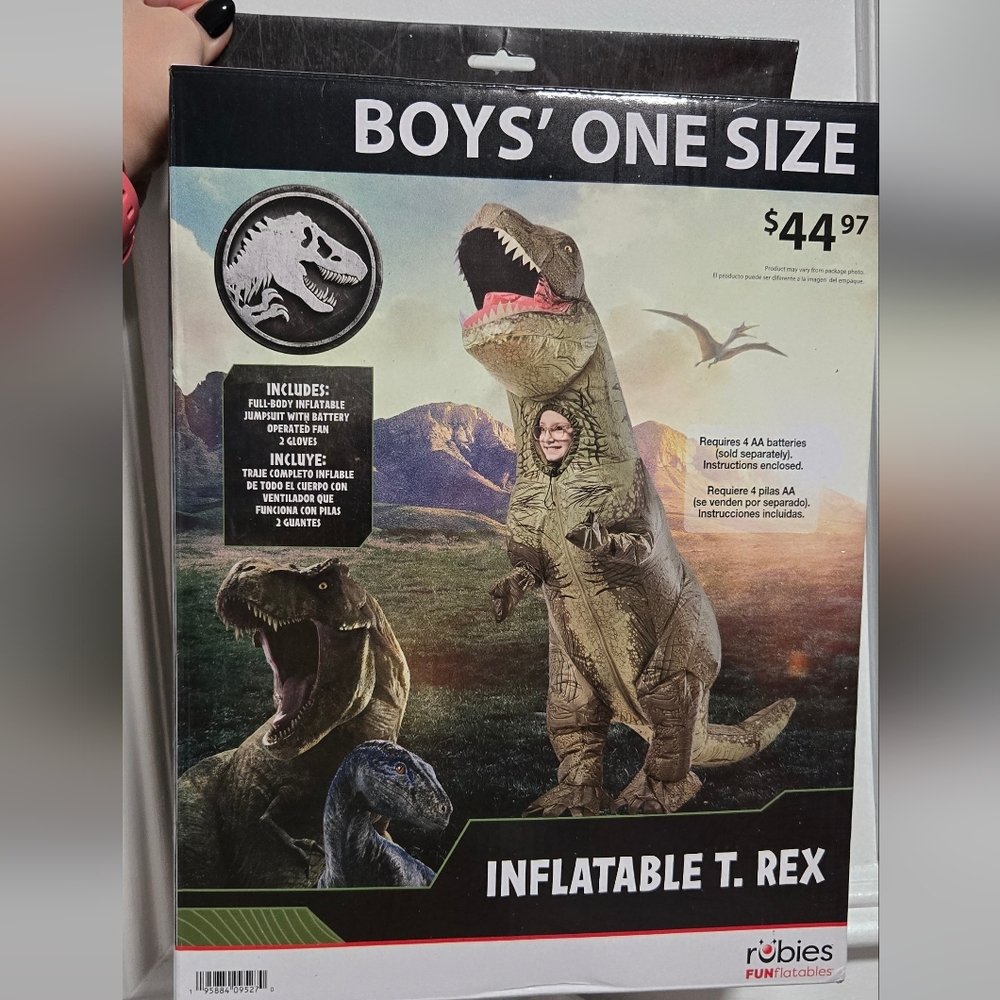 NIP Kid's Boys Rubie's Inflatable T. Rex Halloween Costume One Size